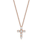 MICHAEL M Fashion Necklaces 18K Rose Gold Montage Small Diamond Cross Pendant P414 RG