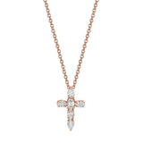 MICHAEL M Fashion Necklaces 18K Rose Gold Montage Small Diamond Cross Pendant P414 RG