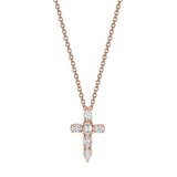 MICHAEL M Fashion Necklaces 18K Rose Gold Montage Small Diamond Cross Pendant P414