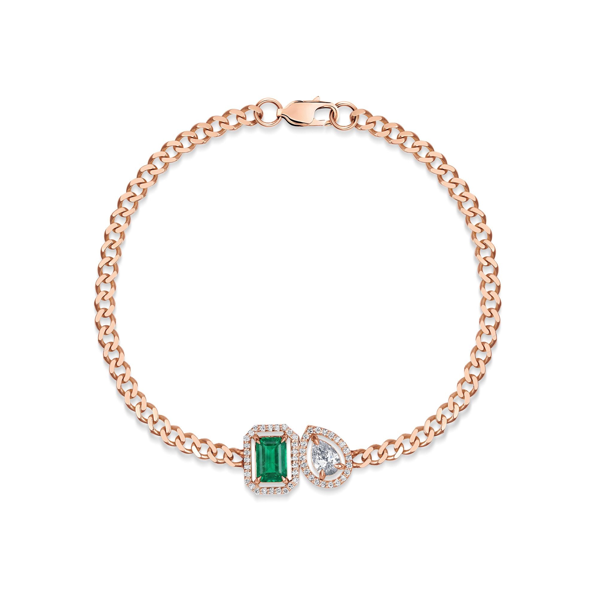 MICHAEL M Fashion Necklaces 18K Rose Gold / Small Montage Color Emerald & Pear Bracelet BR566