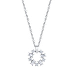 MICHAEL M Fashion Necklaces 18K White Gold Montage Baguette and Princess Cut Ring Pendant