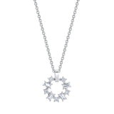MICHAEL M Fashion Necklaces 18K White Gold Montage Baguette and Princess Cut Ring Pendant