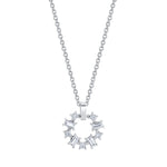 MICHAEL M Fashion Necklaces 18K White Gold Montage Baguette and Princess Cut Ring Pendant P413