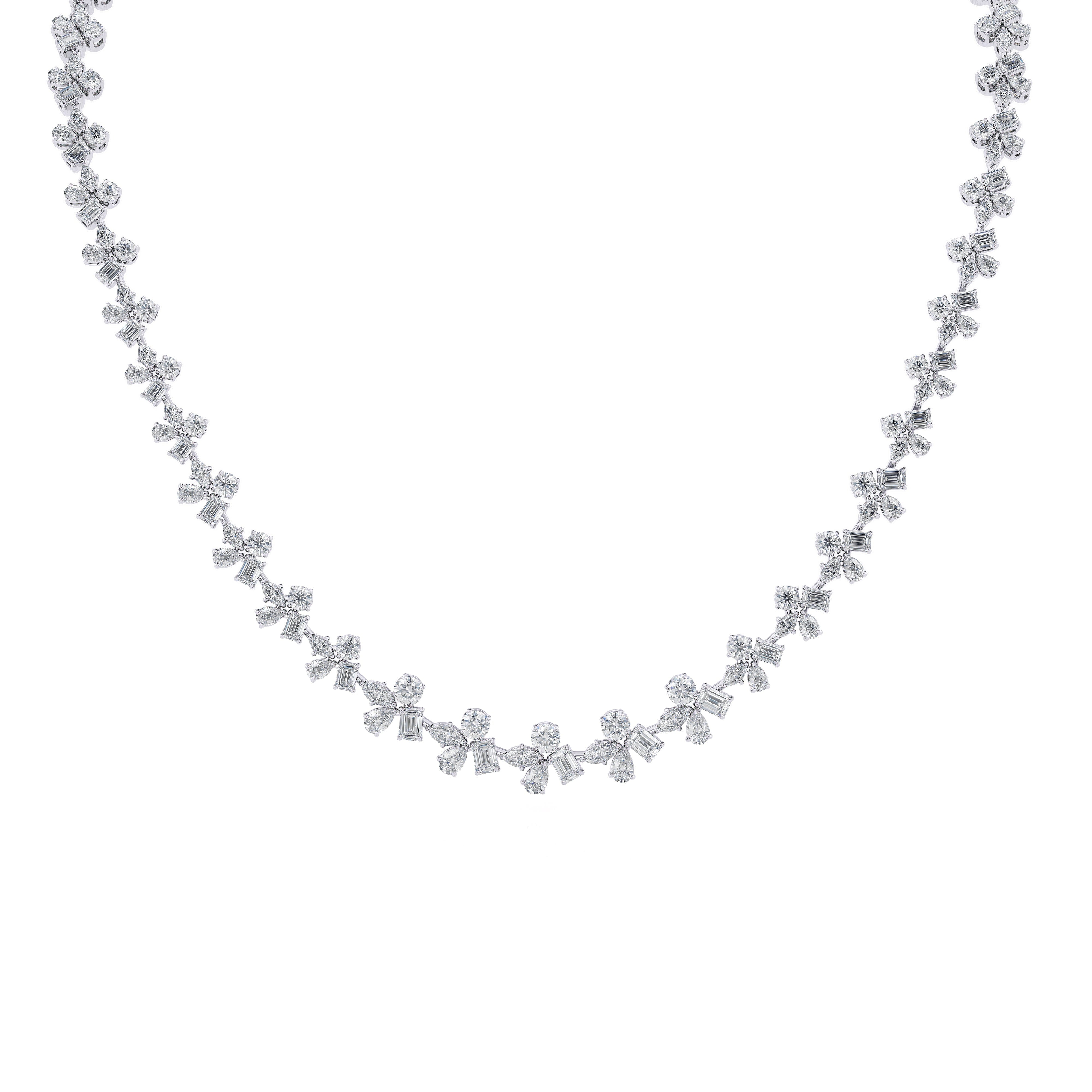 MICHAEL M Fashion Necklaces 18K White Gold Montage Cluster Riviera Necklace CN403