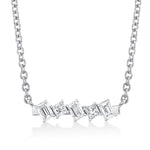 MICHAEL M Fashion Necklaces 18K White Gold Montage Emerald & Princess Diamond Bar Necklace P552