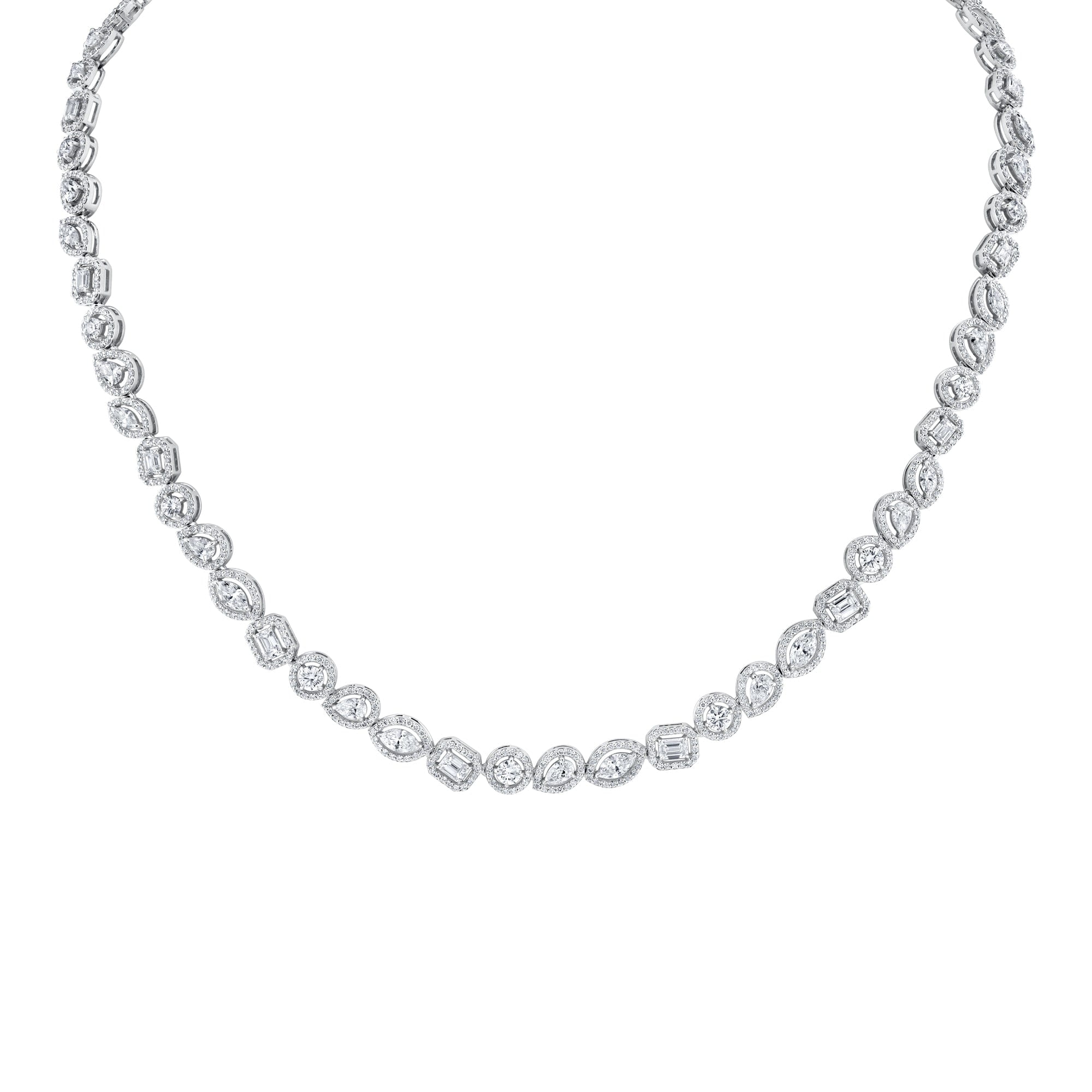 MICHAEL M Fashion Necklaces 18K White Gold Montage Halo Riviera Necklace CN365