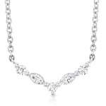 MICHAEL M Fashion Necklaces 18K White Gold Montage Marquise and Round Cut Diamond Chevron Necklace P557