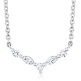 MICHAEL M Fashion Necklaces 18K White Gold Montage Marquise and Round Cut Diamond Chevron Necklace P557