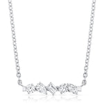 MICHAEL M Fashion Necklaces 18K White Gold Montage Mixed Cut Diamond Bar Necklace P555