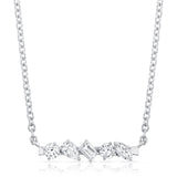 MICHAEL M Fashion Necklaces 18K White Gold Montage Mixed Cut Diamond Bar Necklace P555