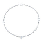 MICHAEL M Fashion Necklaces 18K White Gold Montage Oval Diamond Center Riviera Necklace CN362