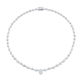 MICHAEL M Fashion Necklaces 18K White Gold Montage Oval Diamond Center Riviera Necklace CN362