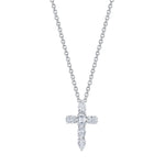 MICHAEL M Fashion Necklaces 18K White Gold Montage Small Diamond Cross Pendant P414 WG