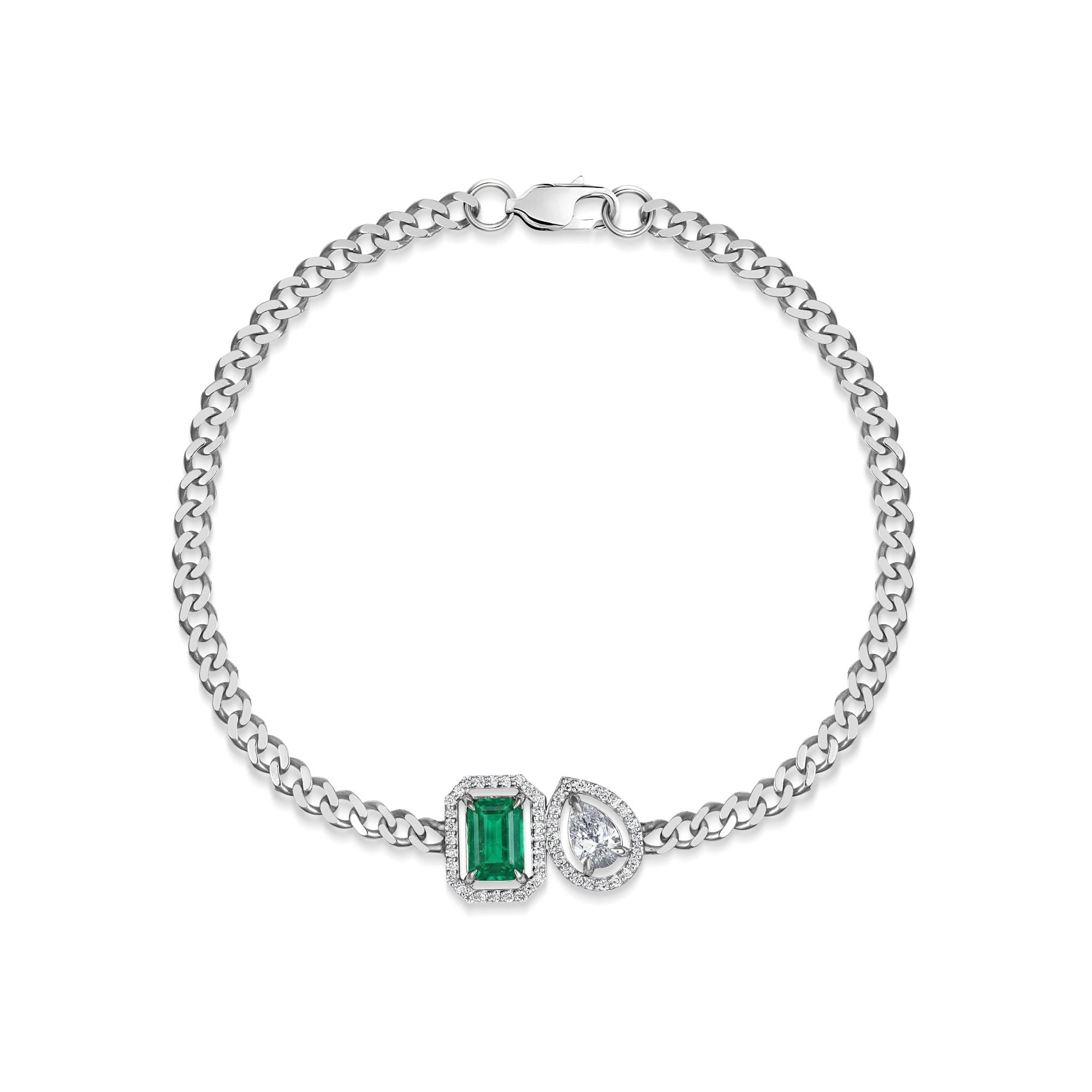 MICHAEL M Fashion Necklaces 18K White Gold / Small Montage Color Emerald & Pear Bracelet BR566