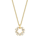 MICHAEL M Fashion Necklaces 18K Yellow Gold Montage Baguette and Princess Cut Ring Pendant