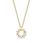 MICHAEL M Fashion Necklaces 18K Yellow Gold Montage Baguette and Princess Cut Ring Pendant P413