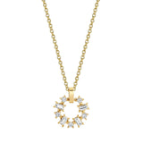 MICHAEL M Fashion Necklaces 18K Yellow Gold Montage Baguette and Princess Cut Ring Pendant P413