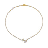 MICHAEL M Fashion Necklaces 18K Yellow Gold Montage Cluster Drop Tennis Necklace