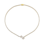 MICHAEL M Fashion Necklaces 18K Yellow Gold Montage Cluster Drop Tennis Necklace CN360