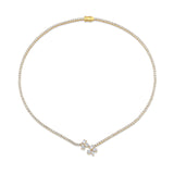MICHAEL M Fashion Necklaces 18K Yellow Gold Montage Cluster Drop Tennis Necklace CN360