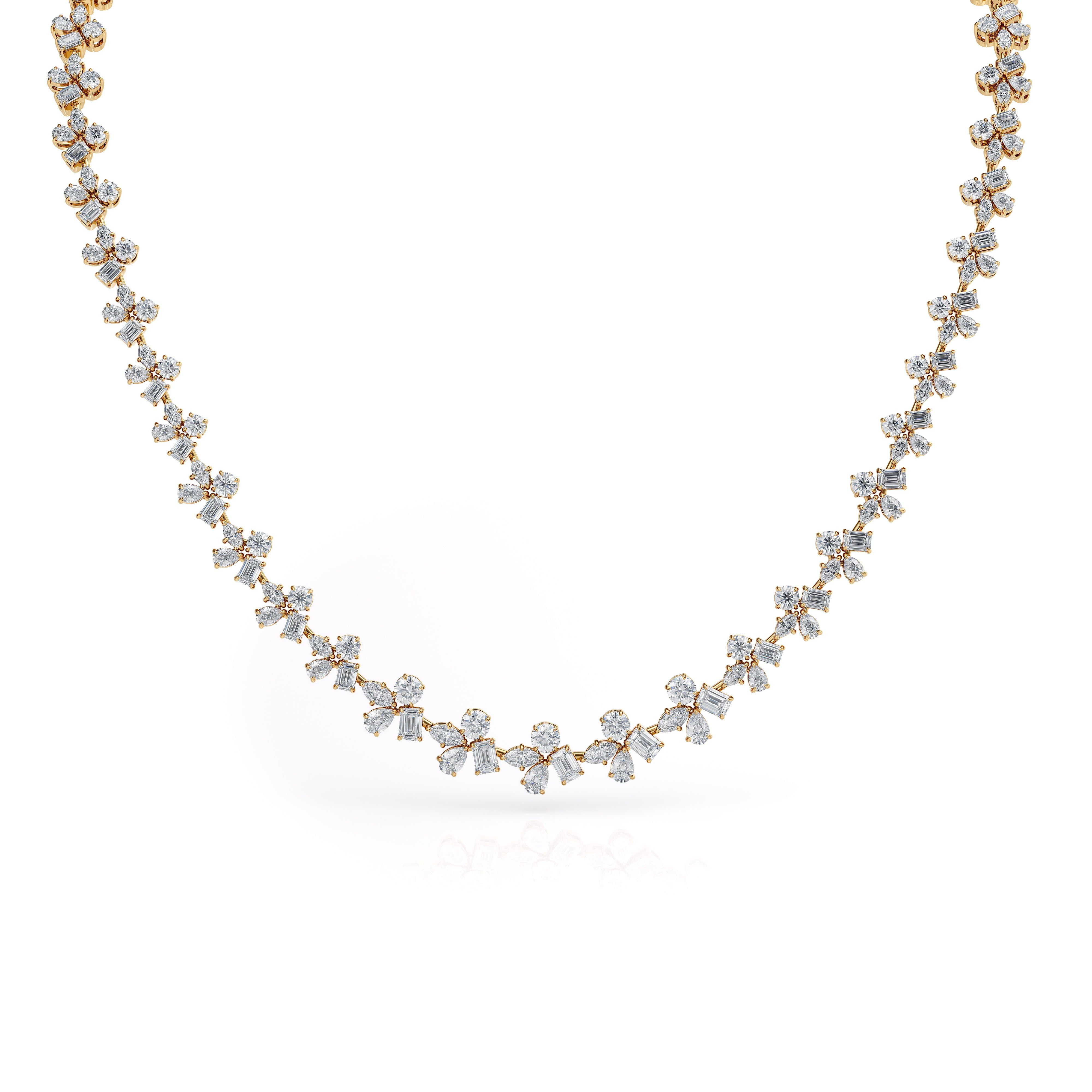 MICHAEL M Fashion Necklaces 18K Yellow Gold Montage Cluster Riviera Necklace CN403