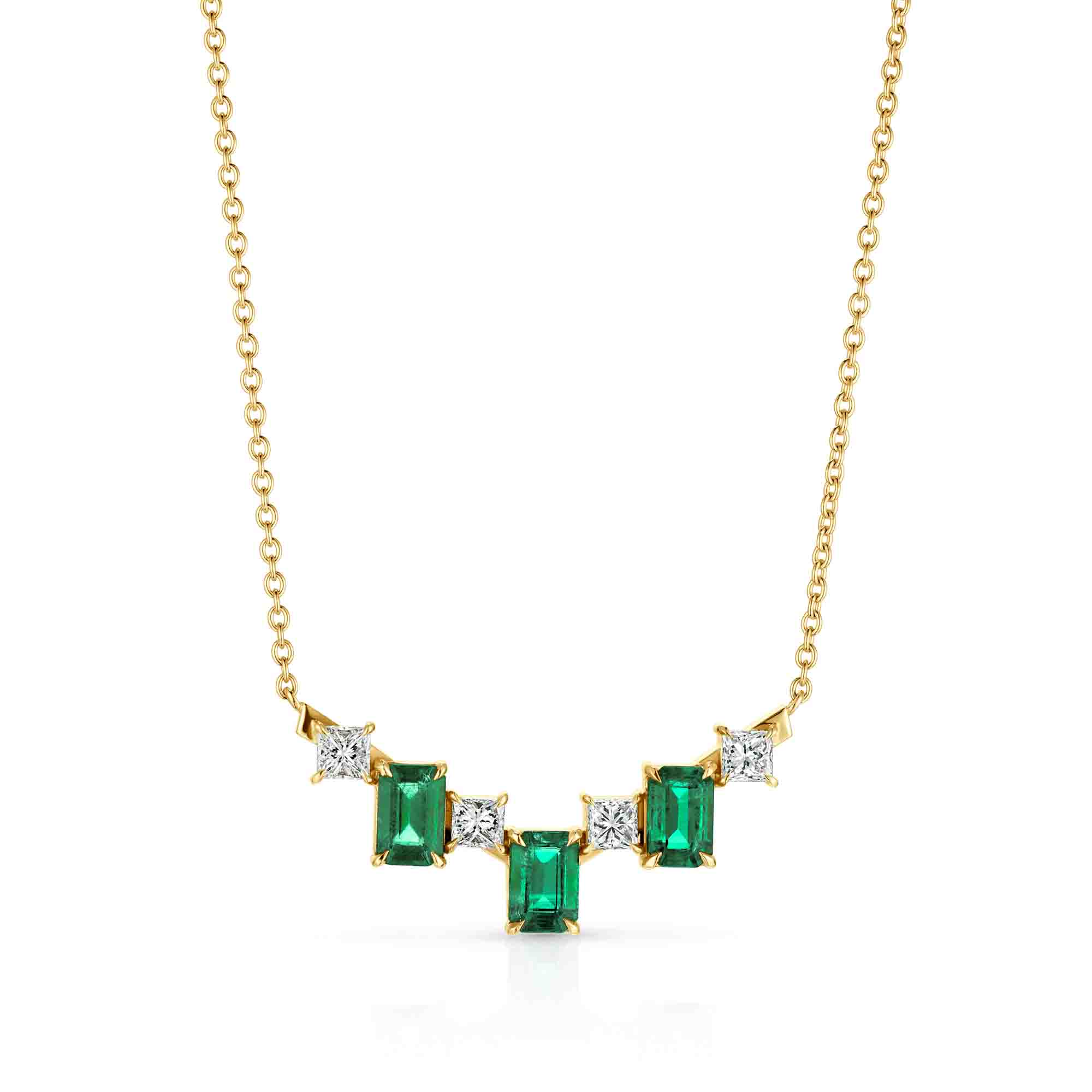 MICHAEL M Fashion Necklaces 18K Yellow Gold Montage Color Princess & Emerald Necklace P561