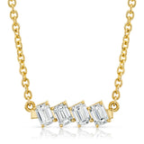 MICHAEL M Fashion Necklaces 18K Yellow Gold Montage Emerald Cut Diamond Bar Necklace P553