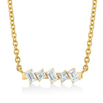 MICHAEL M Fashion Necklaces 18K Yellow Gold Montage Emerald & Princess Diamond Bar Necklace P552