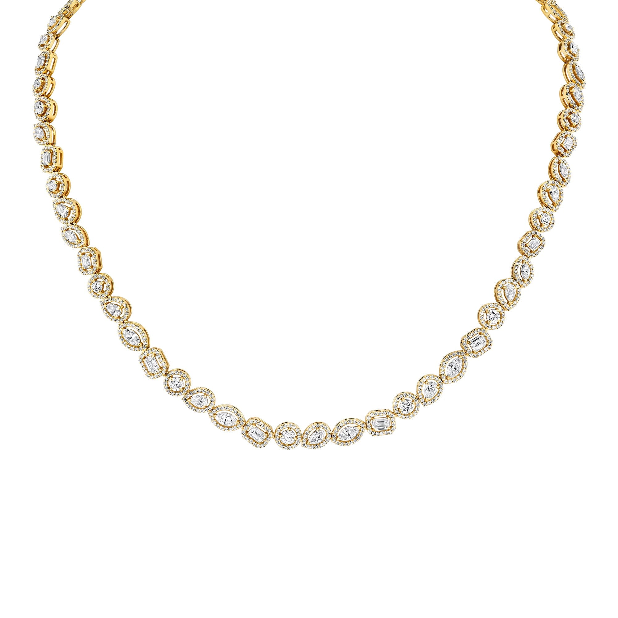 MICHAEL M Fashion Necklaces 18K Yellow Gold Montage Halo Riviera Necklace CN365