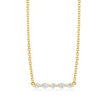MICHAEL M Fashion Necklaces 18K Yellow Gold Montage Marquise and Round Cut Diamond Bar Necklace P556