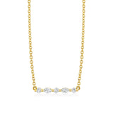 MICHAEL M Fashion Necklaces 18K Yellow Gold Montage Marquise and Round Cut Diamond Bar Necklace P556