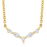 MICHAEL M Fashion Necklaces 18K Yellow Gold Montage Marquise and Round Cut Diamond Chevron Necklace P557