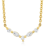 MICHAEL M Fashion Necklaces 18K Yellow Gold Montage Marquise and Round Cut Diamond Chevron Necklace P557