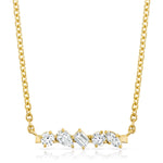 MICHAEL M Fashion Necklaces 18K Yellow Gold Montage Mixed Cut Diamond Bar Necklace P555