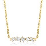 MICHAEL M Fashion Necklaces 18K Yellow Gold Montage Mixed Cut Diamond Bar Necklace P555