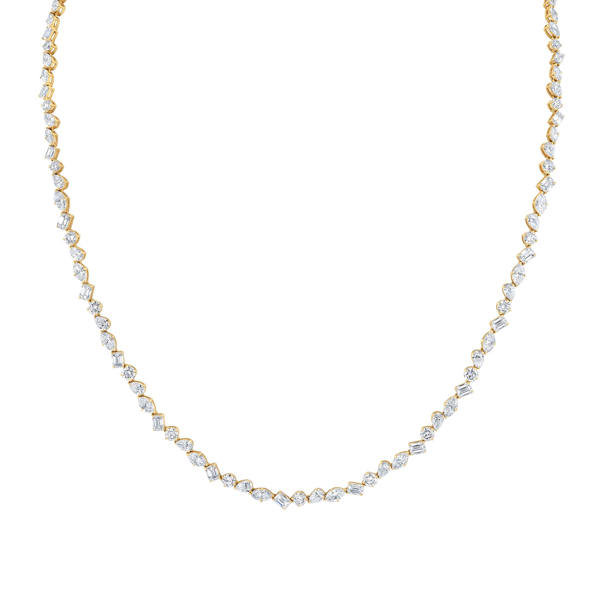 MICHAEL M Fashion Necklaces 18K Yellow Gold Montage Mixed-Cut Tennis Necklace CN377