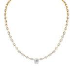 MICHAEL M Fashion Necklaces 18K Yellow Gold Montage Oval Diamond Center Riviera Necklace
