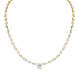 MICHAEL M Fashion Necklaces 18K Yellow Gold Montage Oval Diamond Center Riviera Necklace