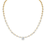 MICHAEL M Fashion Necklaces 18K Yellow Gold Montage Oval Diamond Center Riviera Necklace