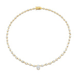 MICHAEL M Fashion Necklaces 18K Yellow Gold Montage Oval Diamond Center Riviera Necklace