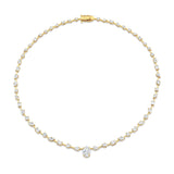 MICHAEL M Fashion Necklaces 18K Yellow Gold Montage Oval Diamond Center Riviera Necklace