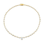 MICHAEL M Fashion Necklaces 18K Yellow Gold Montage Oval Diamond Center Riviera Necklace