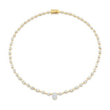 MICHAEL M Fashion Necklaces 18K Yellow Gold Montage Oval Diamond Center Riviera Necklace