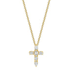 MICHAEL M Fashion Necklaces 18K Yellow Gold Montage Small Diamond Cross Pendant P414 YG