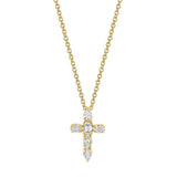 MICHAEL M Fashion Necklaces 18K Yellow Gold Montage Small Diamond Cross Pendant P414 YG