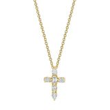 MICHAEL M Fashion Necklaces 18K Yellow Gold Montage Small Diamond Cross Pendant P414
