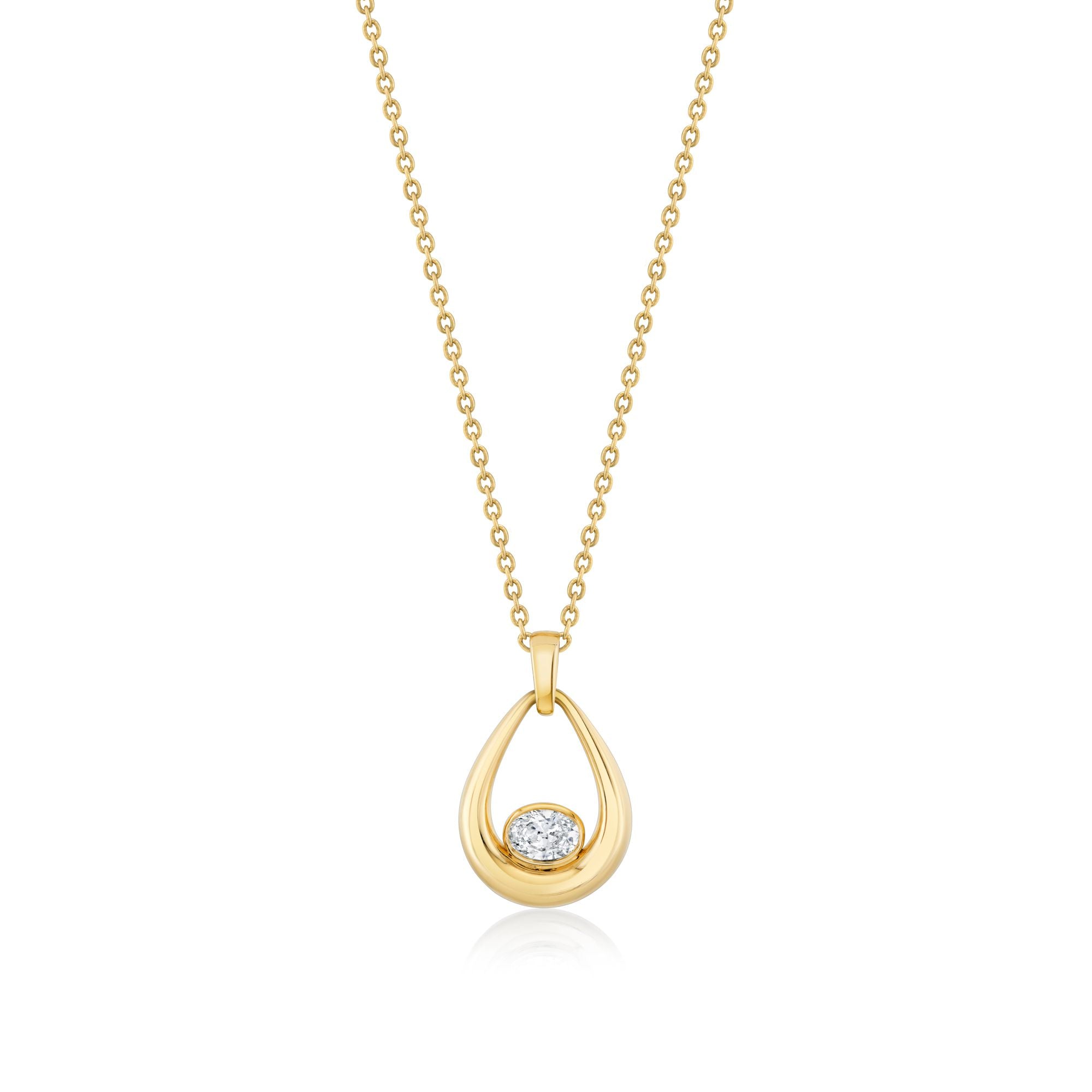 MICHAEL M Fashion Necklaces 18K Yellow Gold Orb Teardrop Bezel Necklace P559