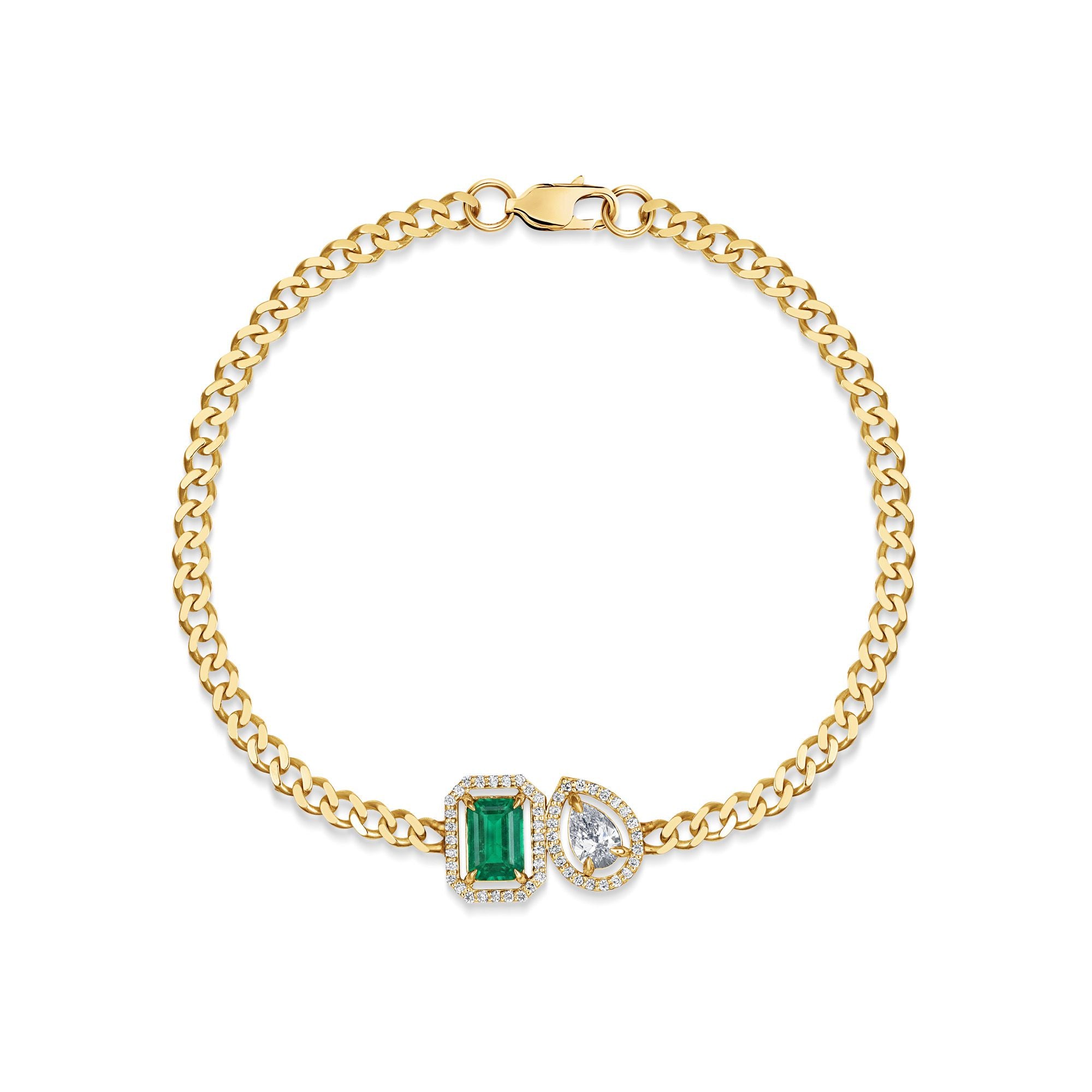 MICHAEL M Fashion Necklaces 18K Yellow Gold / Small Montage Color Emerald & Pear Bracelet BR566