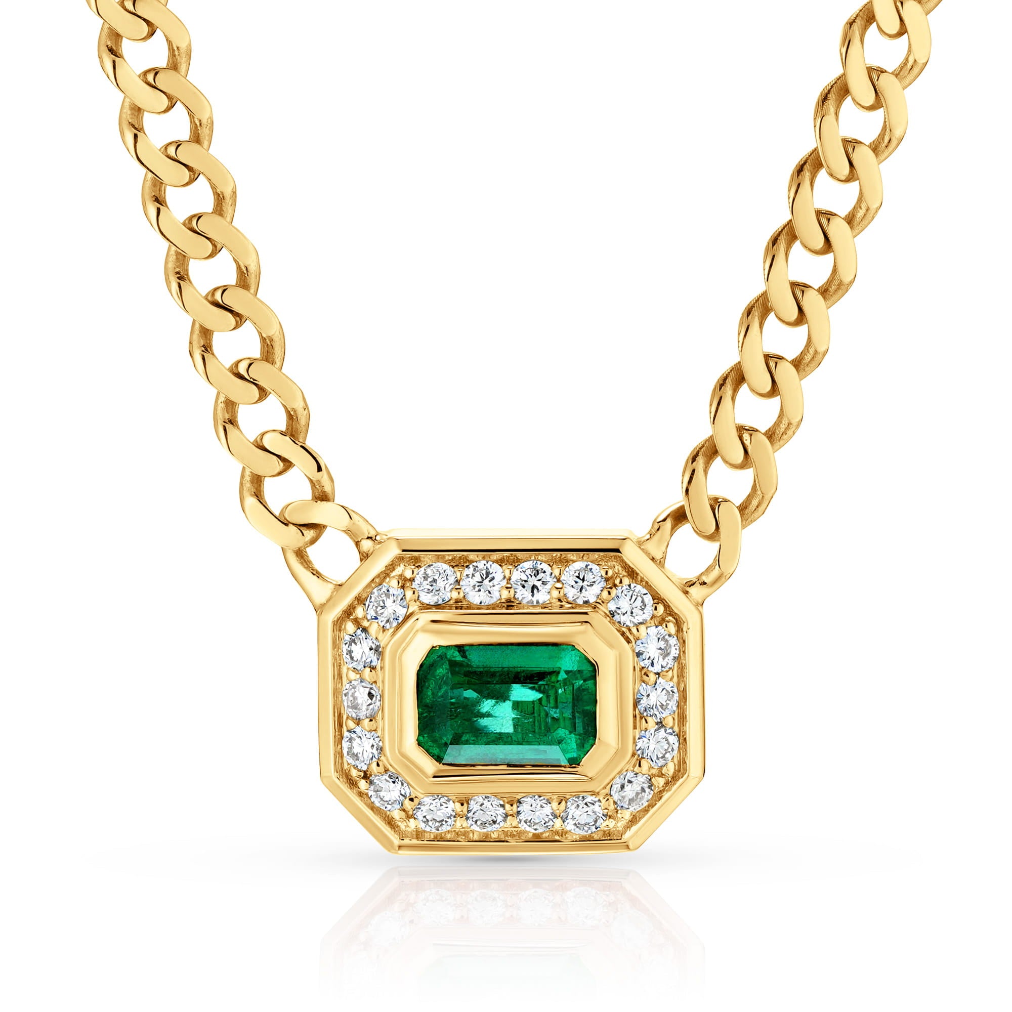 MICHAEL M Fashion Necklaces Montage Color Emerald Halo Necklace