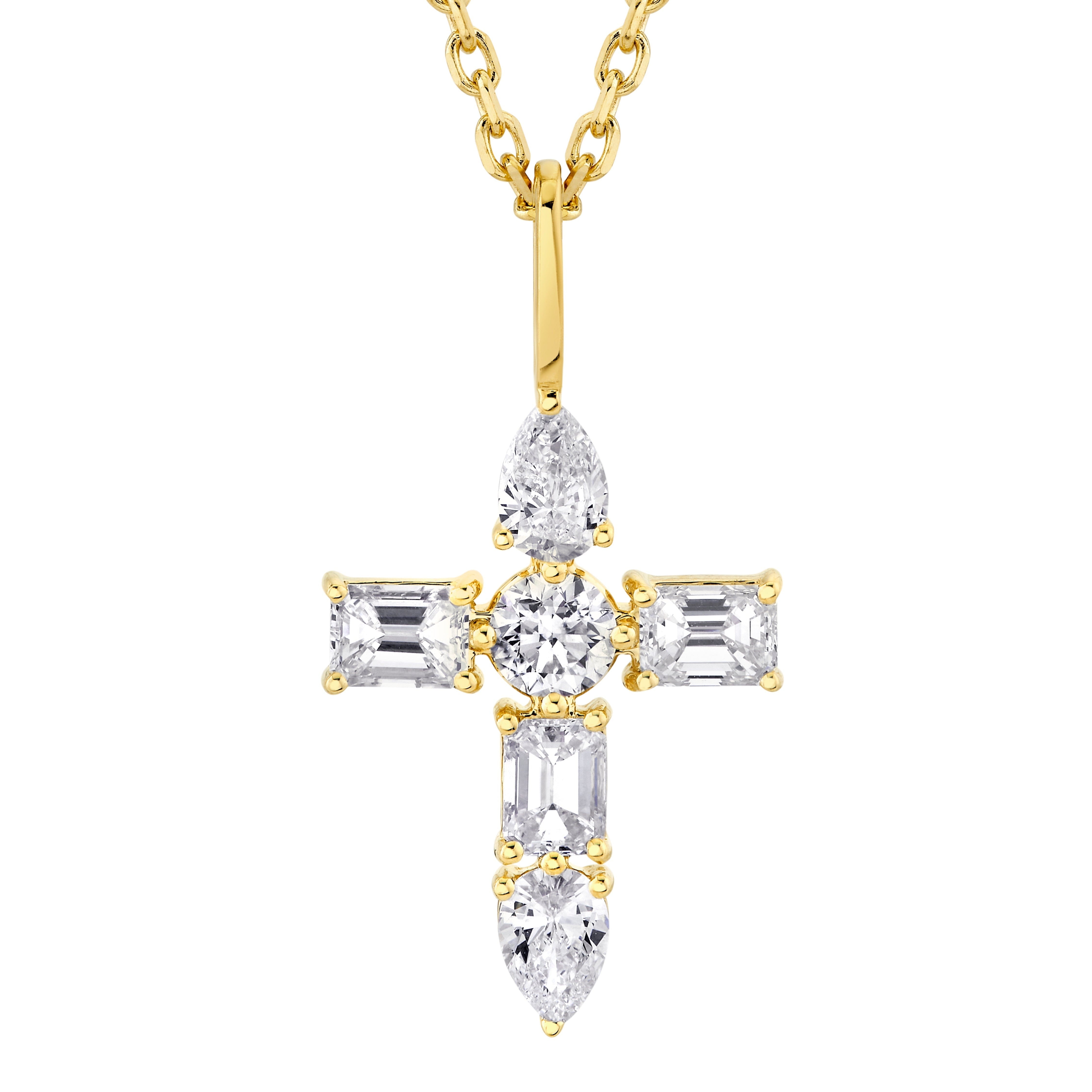 MICHAEL M Fashion Necklaces Montage Diamond Emerald Cross Pendant
